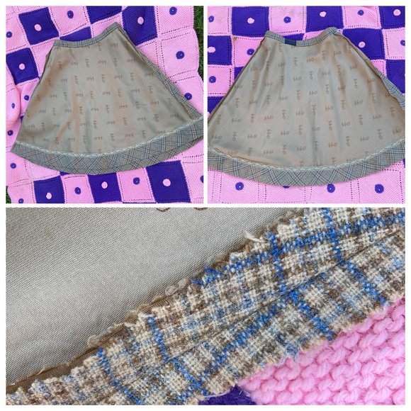 Vintage 50s 60s pendleton wool plaid skirt XS S tartan made in USA beige blue - Picture 8 of 10